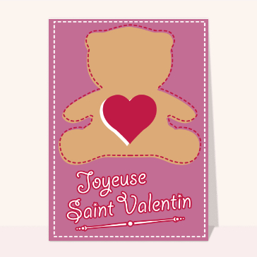 Carte Saint-Valentin mignonne : Petit nounours de Saint Valentin