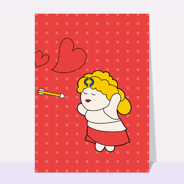 Carte Saint-Valentin mignonne : Psyché et la flèche de l'amour