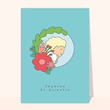 Cupidon sur fond bleu