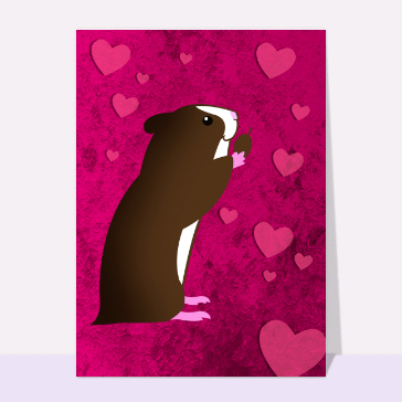 Carte Saint-Valentin mignonne : Hamster amoureux et coeurs