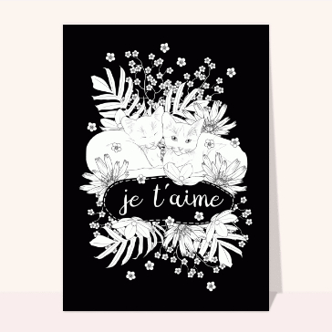 Coloriage je t`aime et chats