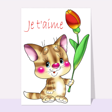 Carte Saint-Valentin mignonne : Petit chat je t aime