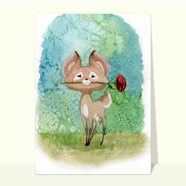 Petit faon et jolie rose