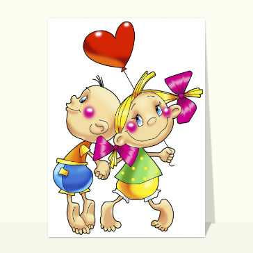 Carte Saint-Valentin mignonne : Petit couple amoureux