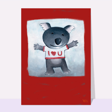 Carte Saint-Valentin mignonne : Le Koala amoureux