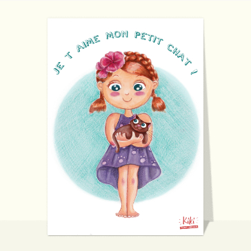 Carte Saint-Valentin mignonne : Je t`aime mon petit chat