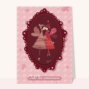 Carte Saint-Valentin mignonne : Ouh les amoureux