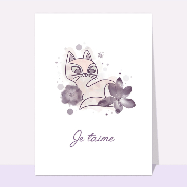 Carte Saint-Valentin mignonne : Je t`aime avec un chaton