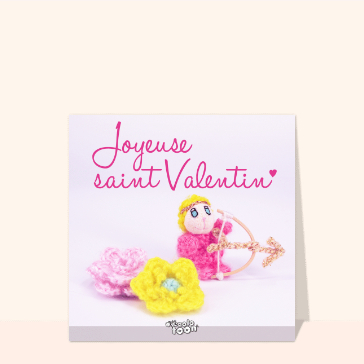 Carte Saint-Valentin mignonne : Petit cupidon en laine