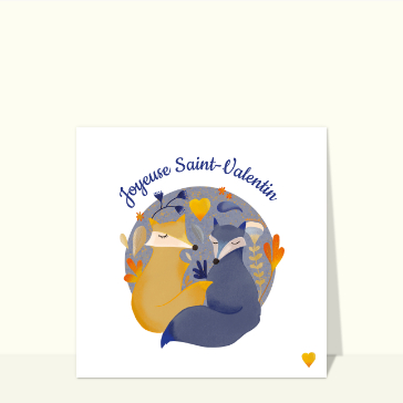 Carte Joyeuse St Valentin deux petits renards