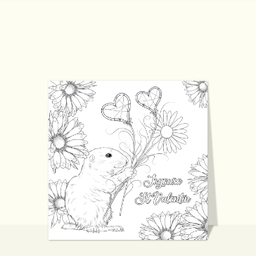 Carte Coloriage de St Valentin adorable marmotte