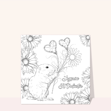 Carte Coloriage de St Valentin adorable marmotte
