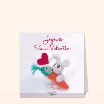 Carte Saint-Valentin mignonne : Amoureux comme lapin et carotte