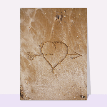 Carte avec coeurs : Des amoureux à la plage