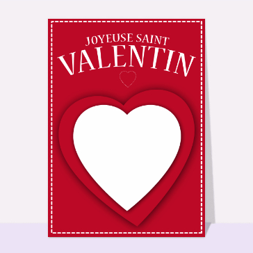 Carte avec coeurs : Un coeur blanc dans un coeur rouge