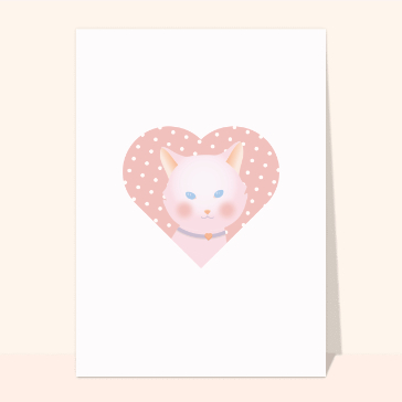 Carte avec coeurs : Un petit chat dans un coeur