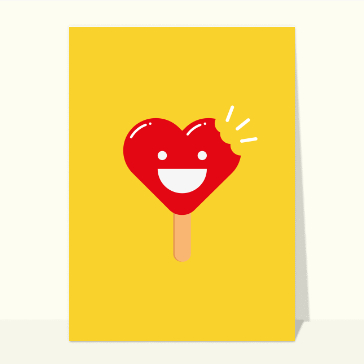 Carte avec coeurs : Coeur sucette rouge