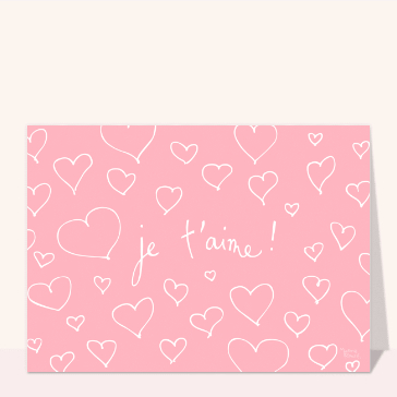 Je t`aime et coeurs roses