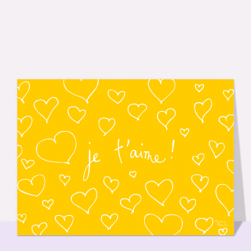 Je t`aime et coeurs jaunes