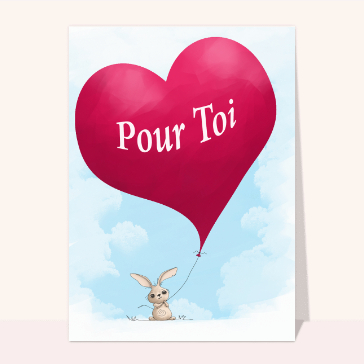 Gros coeur et petit lapin amoureux