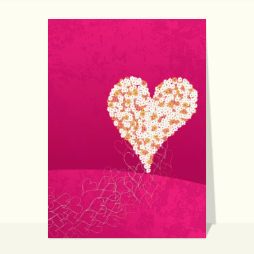 Carte avec coeurs : Paquerettes de saint valentin