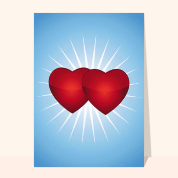 Carte avec coeurs : 2 coeurs pour la saint valentin