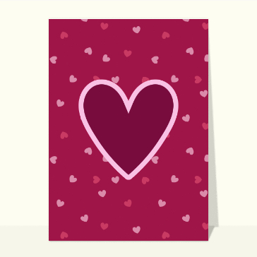 Amour et St Valentin : Un gros coeur entouré de petits coeurs bordeau