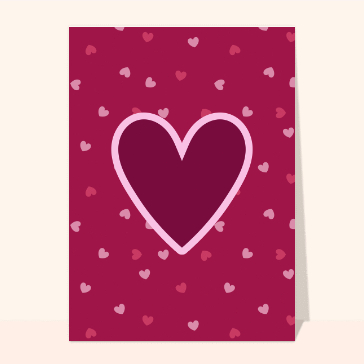 Carte Un gros coeur entouré de petits coeurs bordeau