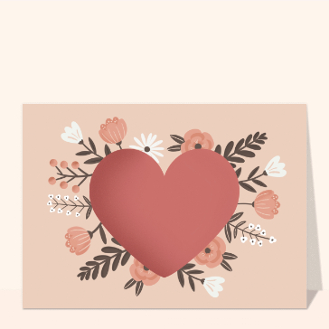 Carte Gros coeur fleuri