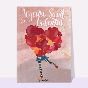 Amour et St Valentin : Joyeuse Saint Valentin chargé de coeurs