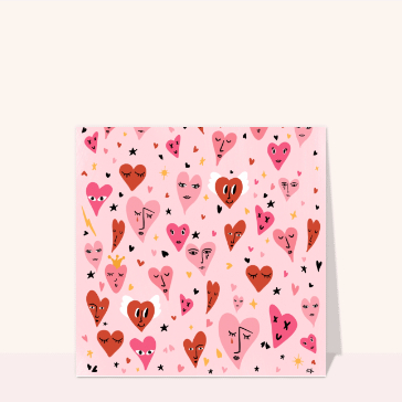 Carte Des coeurs comme des visages