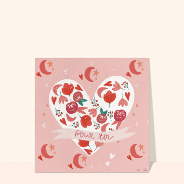 Pour toi sur un coeur avec des lunes