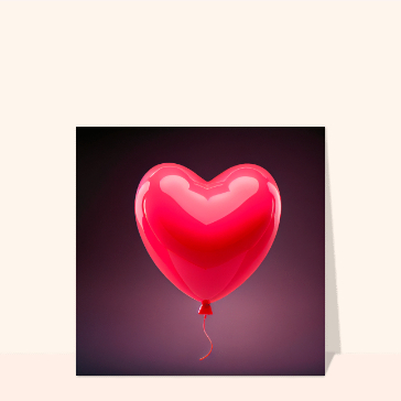 Carte avec coeurs : Gros ballon coeur rouge