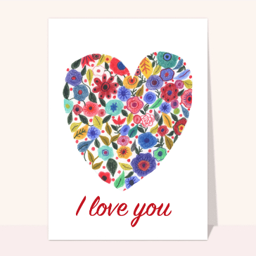 I love you coeur de fleurs