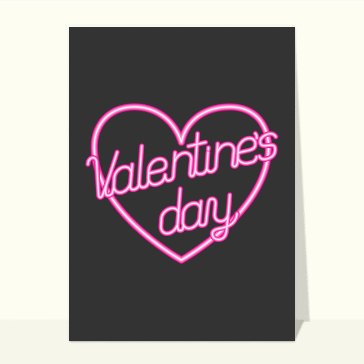 Carte je t'aime en plusieurs langues : Valentine`s day au néon