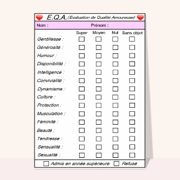 Evaluation de la Qualité Amoureuse