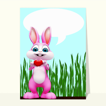 Carte Saint Valentin personnalisée : Le lapin rose qui parle