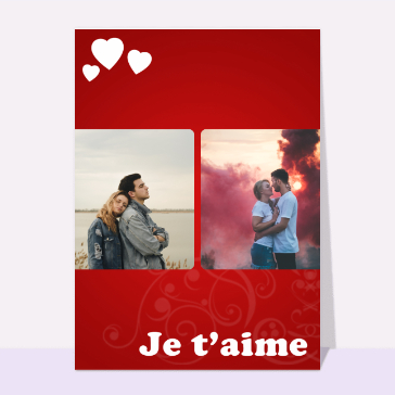 Carte Saint Valentin personnalisée : Je t'aime sur un fond rouge