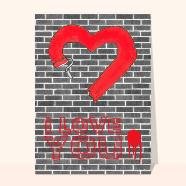 I love you sur un mur de briques