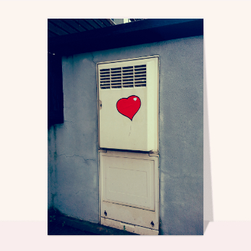 Carte St Valentin street art : Un coeur sur un compteur