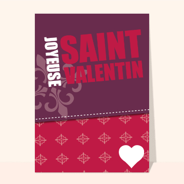 carte saint valentin : Joyeuse Saint Valentin rose et violette