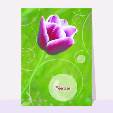 Carte Bisous avec une jolie fleur