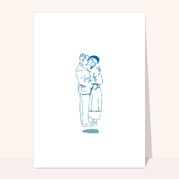 carte saint valentin : Un couple au trait