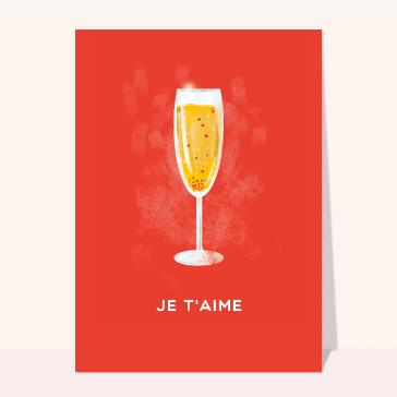 carte saint valentin : Coeurs de champagne