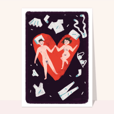 Deux amoureux dans un lit coeur