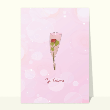 carte saint valentin : Je t'aime avec une rose