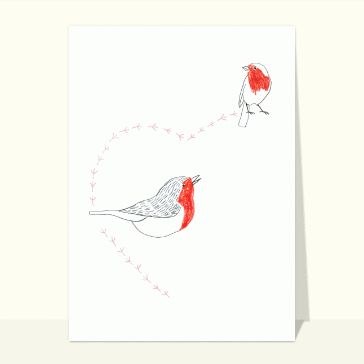 carte saint valentin : Amour de rouges gorges