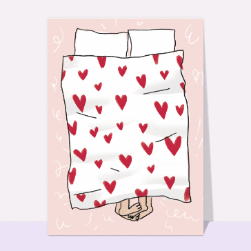 Amoureux au chaud sous la couette