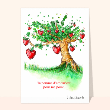 carte saint valentin : Ta pomme d`amour est pour ma poire