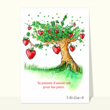 Carte Ta pomme d`amour est pour ma poire